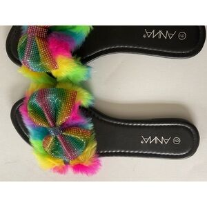 Anna New Slippers, colorful Crystals on bows Size 9 super cute, NWOT